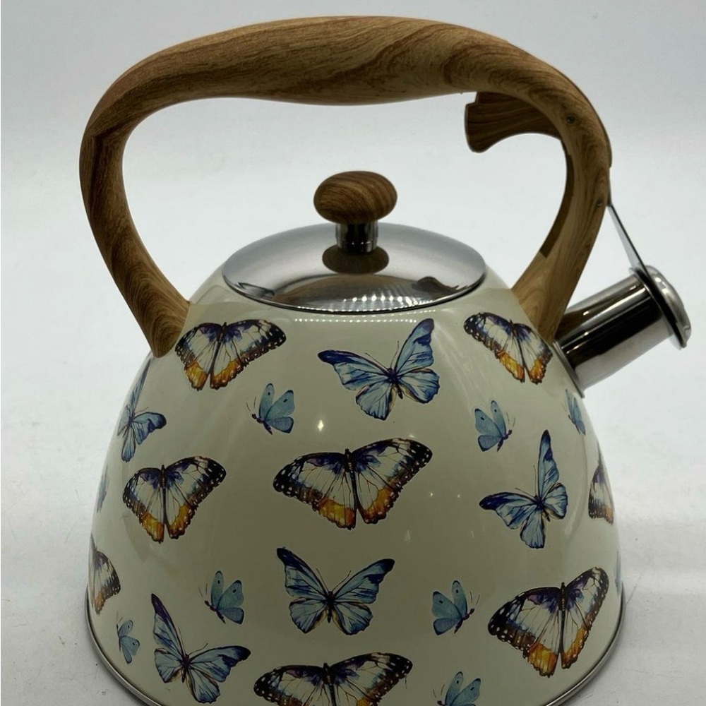 Charming Masterclass Premium Butterfly Tea Kettle with Wooden Handle